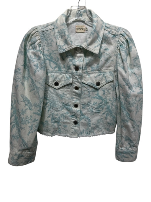 Alice + Olivia Jeans Size Small Blue & White Cotton Denim Button Front Jacket Blue & White / Small