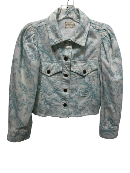 Alice + Olivia Jeans Size Small Blue & White Cotton Denim Button Front Jacket Blue & White / Small