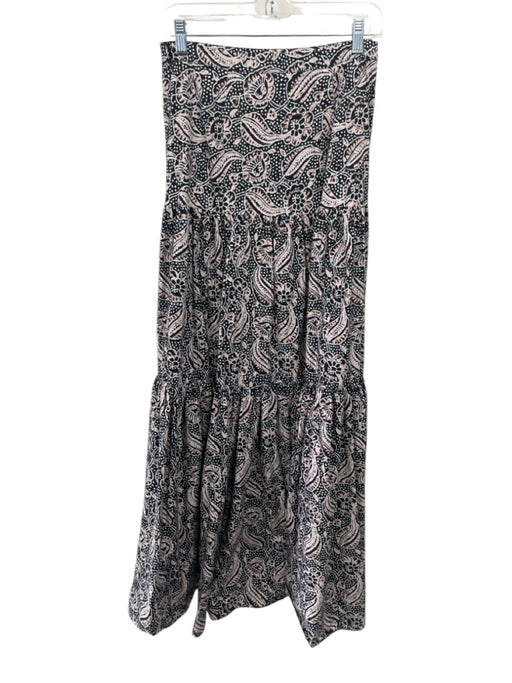 Veronica Beard Size 4 Pink, White, black Cotton Elastic Waist Floral Maxi Skirt Pink, White, black / 4