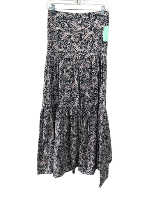 Veronica Beard Size 4 Pink, White, black Cotton Elastic Waist Floral Maxi Skirt Pink, White, black / 4