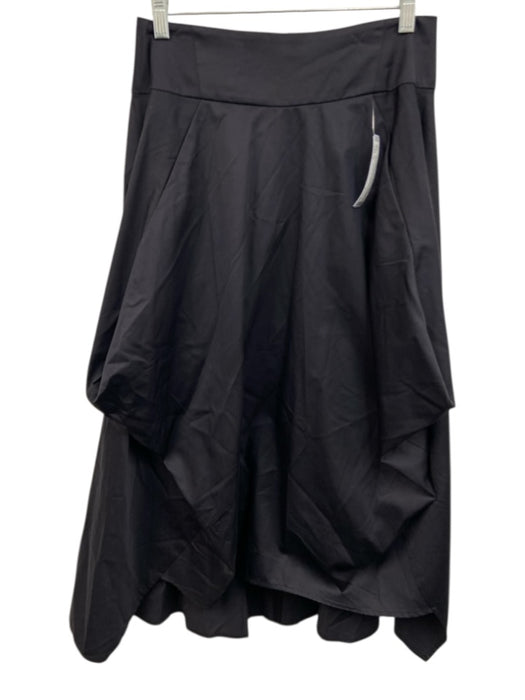 Zero + Maria Cornejo Size 4 Navy Blue Cotton Back Zip Pleated Abstract Skirt Navy Blue / 4