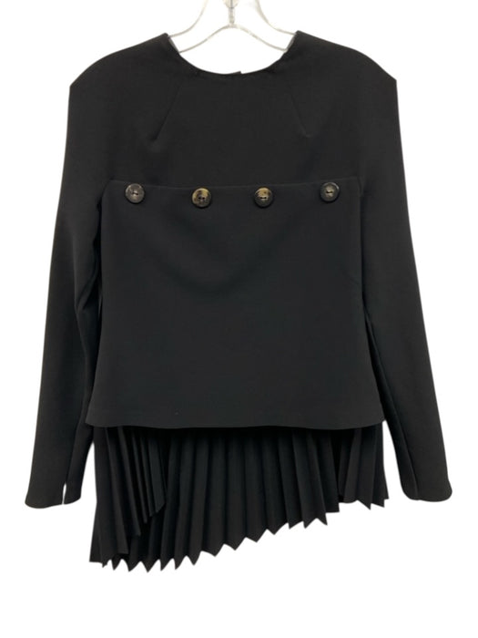 A.W.A.K.E. Mode Size 38 Black Polyester Blend Long Sleeve Pleated Zip Top Black / 38