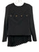 A.W.A.K.E. Mode Size 38 Black Polyester Blend Long Sleeve Pleated Zip Top Black / 38