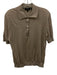 Theory Size Small Taupe Beige Linen Blend Short Sleeve Knit Quarter Button Top Taupe Beige / Small