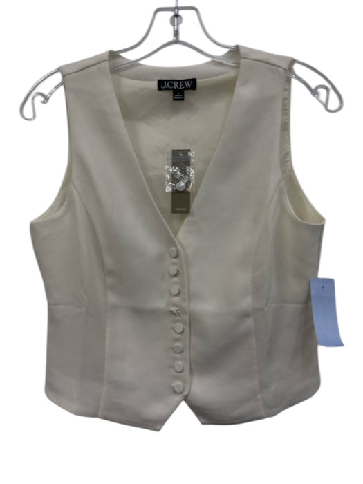 J Crew Size 4 White Polyester Blend Sleeveless Button Front Princess Seams Top White / 4
