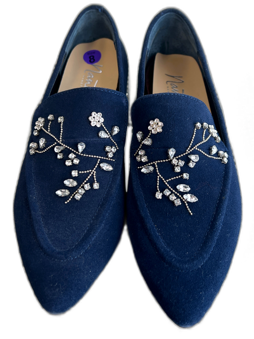 Nanette Nanette Lepore Shoe Size 8 Navy Leather Suede Beaded Design Shoes Navy / 8