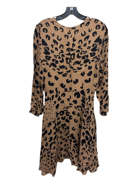 Jenni Kayne Size 4 Brown & Black Silk Animal Print Back Zip Long Sleeve Dress Brown & Black / 4