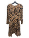 Jenni Kayne Size 4 Brown & Black Silk Animal Print Back Zip Long Sleeve Dress Brown & Black / 4