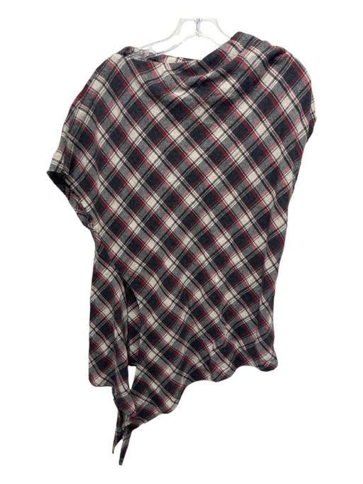 Isabel Etoile Marant Size 38 Gray, Cream, Red Wool Blend Plaid Side Tie Top Gray, Cream, Red / 38