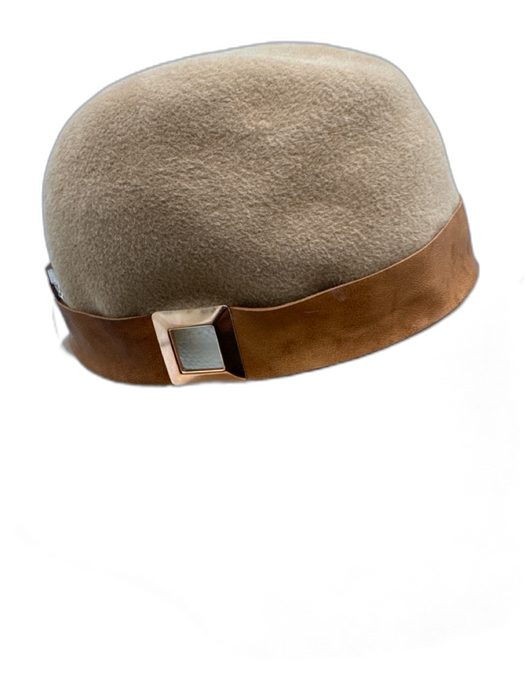 Eugenia Kim Beige Domesticated Rabbit Hair Felt Gold Tone Details Floppy Hat Beige