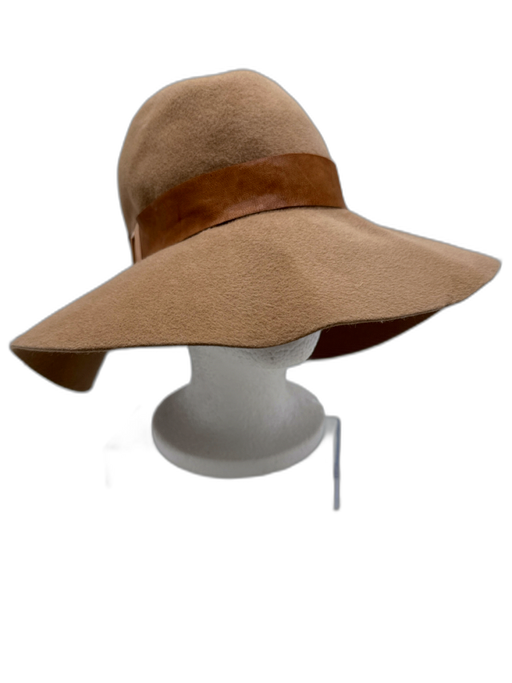 Eugenia Kim Beige Domesticated Rabbit Hair Felt Gold Tone Details Floppy Hat Beige