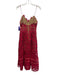 Self-Portrait Size 4 Pink Red & Beige Polyester Floral Lace Overlay Dress Pink Red & Beige / 4