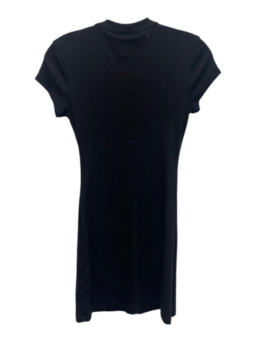 Reformation Size XS Black Cotton Blend Ribbed Button Front Cap Sleeve Dress Black / XS
