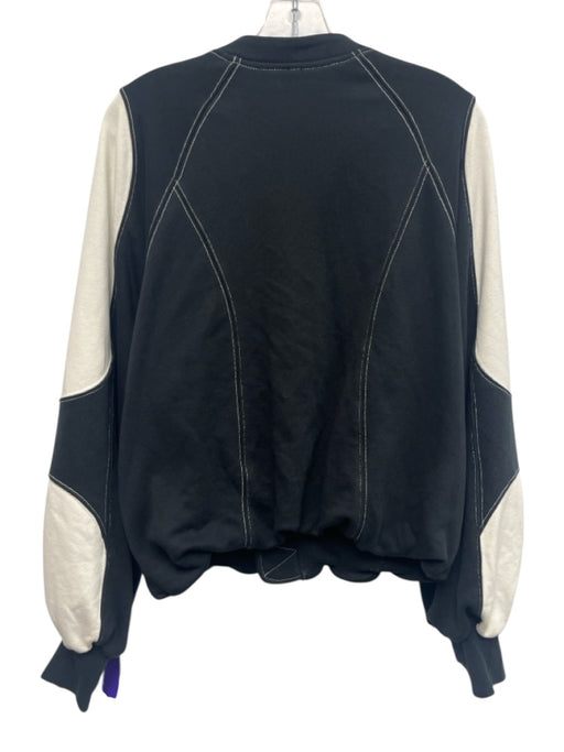 FP Movement Size S Black & White Cotton Blend Contrast Stitch Zip Front Jacket Black & White / S