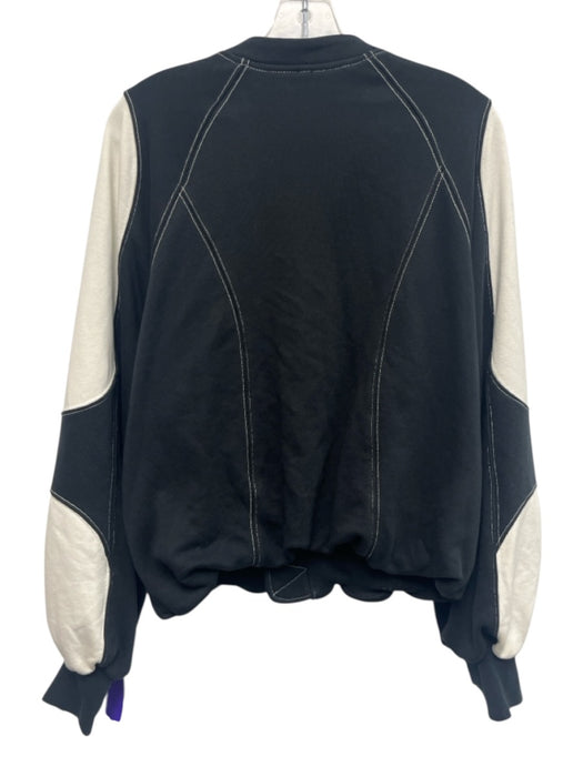 FP Movement Size S Black & White Cotton Blend Contrast Stitch Zip Front Jacket Black & White / S