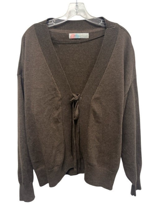 FP Beach Size M Brown Cotton Knit Ribbed Hem Tie Front Cardigan Jacket Brown / M
