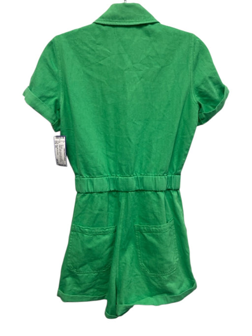 Show Me Your Mumu Size XS Green Cotton Denim Short Sleeve Button Front Romper Green / XS