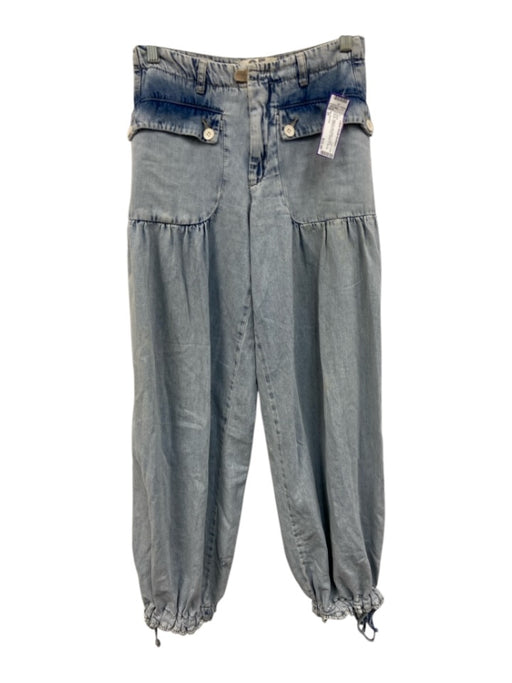 We The Free Size 25 Light Wash Cotton Denim Gathered Detail Jeans Light Wash / 25