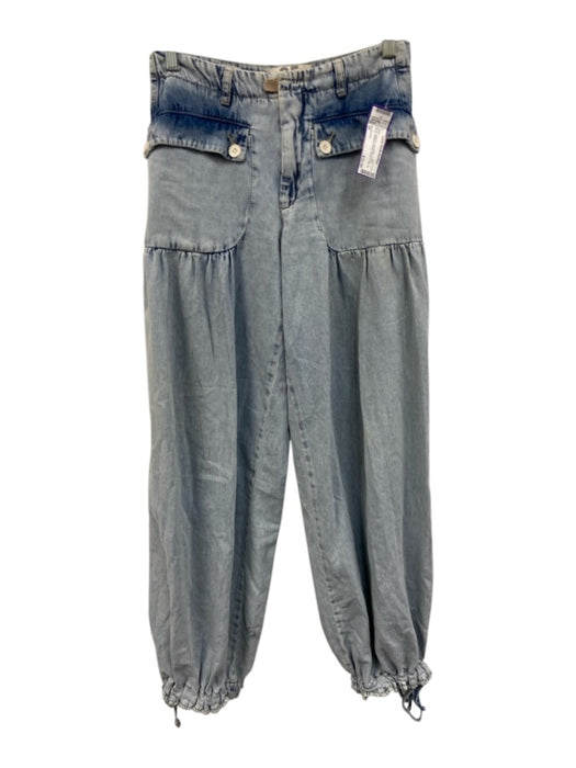 We The Free Size 25 Light Wash Cotton Denim Gathered Detail Jeans Light Wash / 25