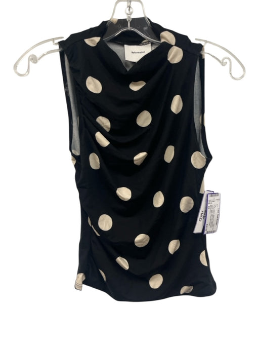 Reformation Size XS Black & Cream White Lyocell blend Polka Dots Sleeveless Top Black & Cream White / XS