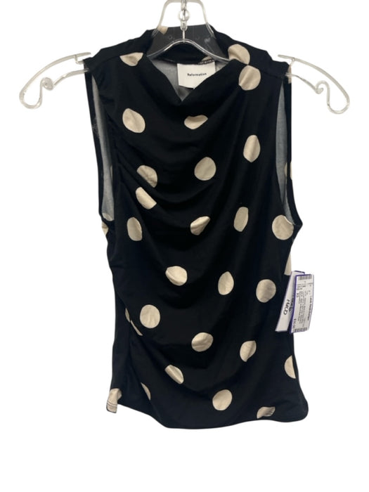 Reformation Size XS Black & Cream White Lyocell blend Polka Dots Sleeveless Top Black & Cream White / XS