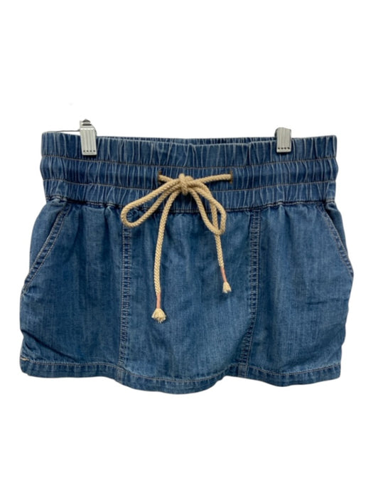 We The Free Size XS Medium Wash Cotton Elastic & Drawstring Waist Chambray Skort Medium Wash / XS