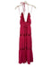Free People Size XS Pink Cotton Tie Neck Floral Embroidery Midi Open Back Dress Pink / XS
