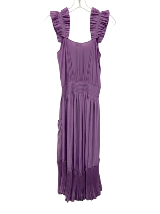 Ramy Brook Size S Purple Polyester Ruffle Cap Sleeve Pockets Accordian Pleat Top Purple / S