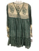Daughters of India Size M Green & Beige Cotton Long Sleeve Floral Dress Green & Beige / M