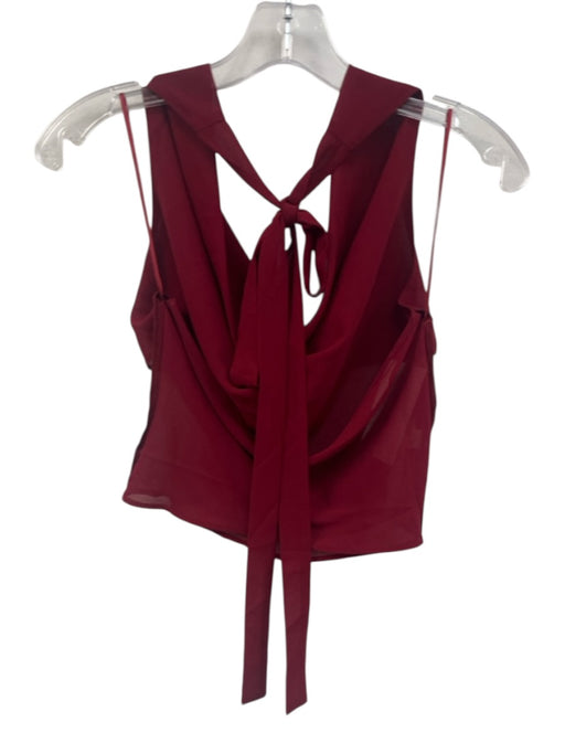 Sasha Therese Size XS Red Polyester Fold Over Tie Detail Back Cut Out Sheer Top Red / XS