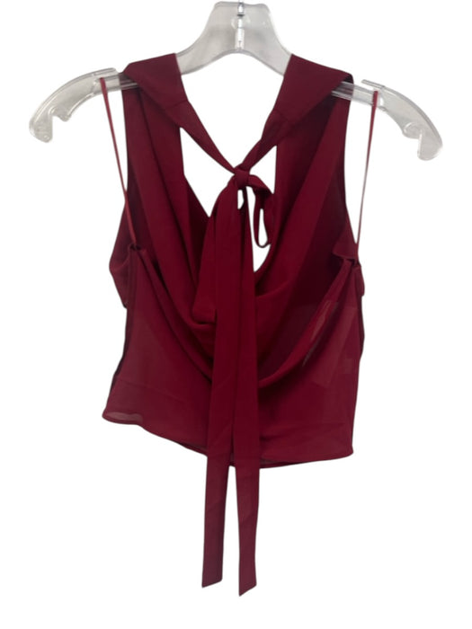 Sasha Therese Size XS Red Polyester Fold Over Tie Detail Back Cut Out Sheer Top Red / XS