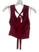 Sasha Therese Size XS Red Polyester Fold Over Tie Detail Back Cut Out Sheer Top Red / XS
