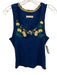 We The Free Size XS Blue, Yellow, Multi Cotton Floral Embroidered Ribbed Top Blue, Yellow, Multi / XS
