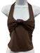 Sasha Therese Size XS Brown Nylon Blend One Shoulder Gathered Swim Top Top Brown / XS