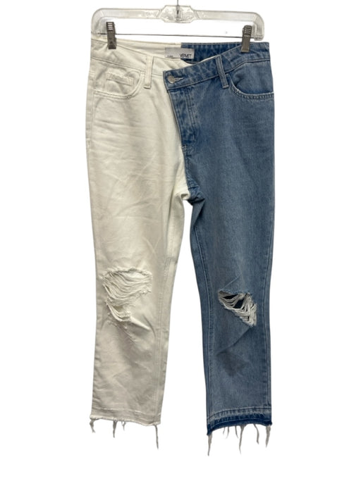 Vervet Size 26 White & Light Blue Cotton asymetric buttons Distressed Jeans White & Light Blue / 26