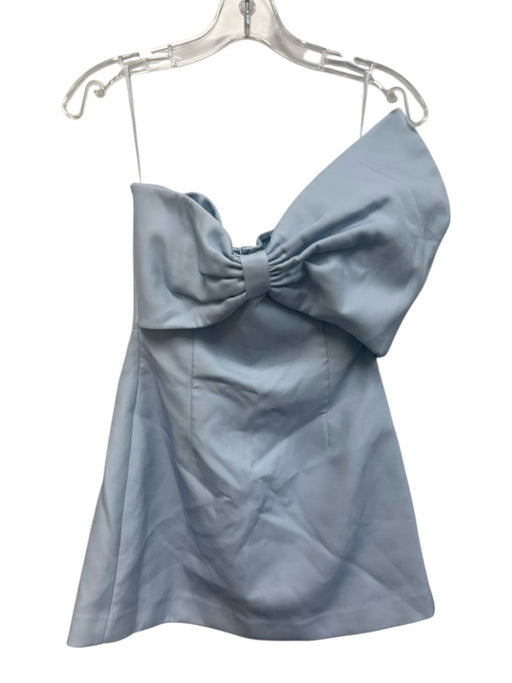 Saulee Size 4 Light Blue Polyester Sleeveless Bow Mini Pleats Dress Light Blue / 4