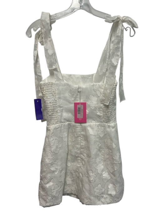 Amanda Uprichard Size XS White Polyester Sleeveless Tie Shoulder Floral Romper White / XS