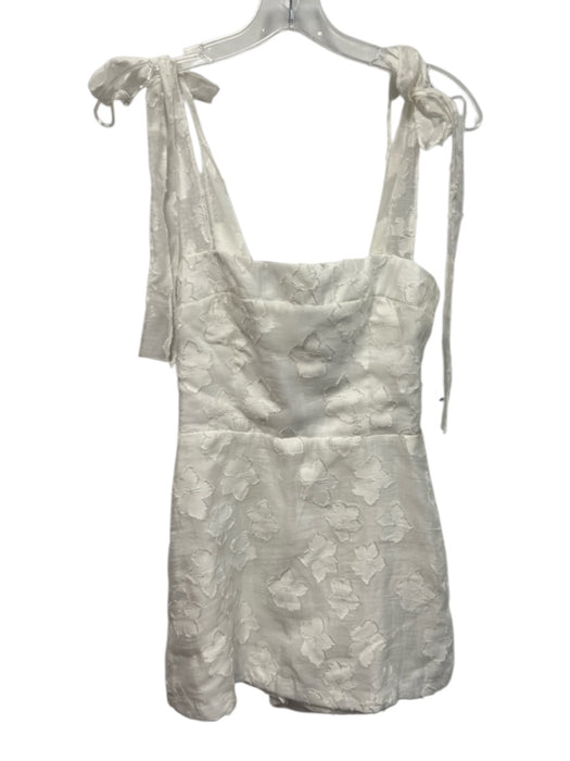 Amanda Uprichard Size XS White Polyester Sleeveless Tie Shoulder Floral Romper White / XS