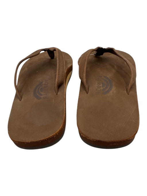 Rainbow Shoe Size 6.5 Brown Leather Flip Flop Thong Strap Sandals Brown / 6.5