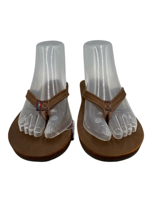 Rainbow Shoe Size 6.5 Brown Leather Flip Flop Thong Strap Sandals Brown / 6.5
