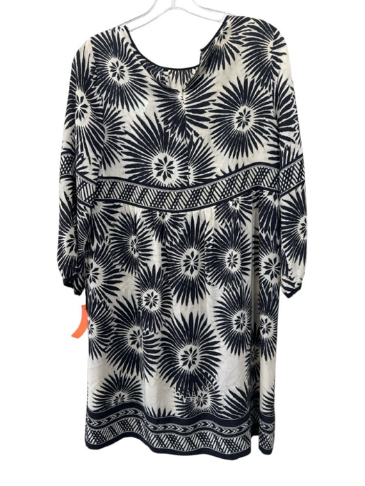 Max Mara Studio Size XS/S Cream & Black Silk Keyhole Back 3/4 Sleeve Dress Cream & Black / XS/S