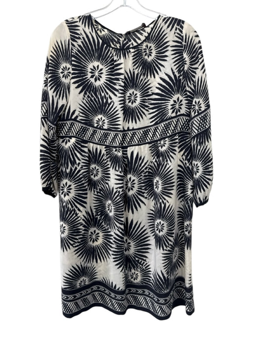 Max Mara Studio Size XS/S Cream & Black Silk Keyhole Back 3/4 Sleeve Dress Cream & Black / XS/S