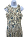 Ulla Johnson Size 4 Cream & Blue Silk Pleated Sleeveless Tiered Tie Straps Dress Cream & Blue / 4