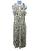 Ulla Johnson Size 4 Cream & Blue Silk Pleated Sleeveless Tiered Tie Straps Dress Cream & Blue / 4