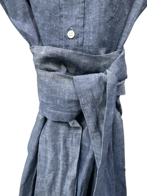 Ann Mashburn Size S Chambray Linen & Cotton Button Front Tie belt Dress Chambray / S