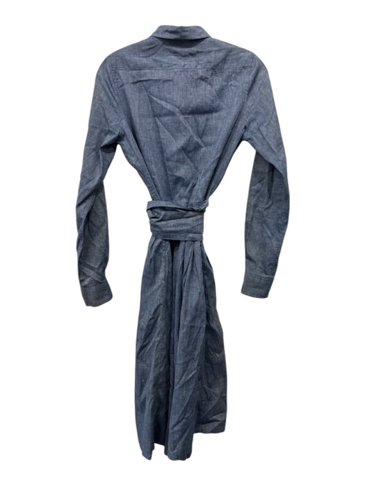 Ann Mashburn Size S Chambray Linen & Cotton Button Front Tie belt Dress Chambray / S