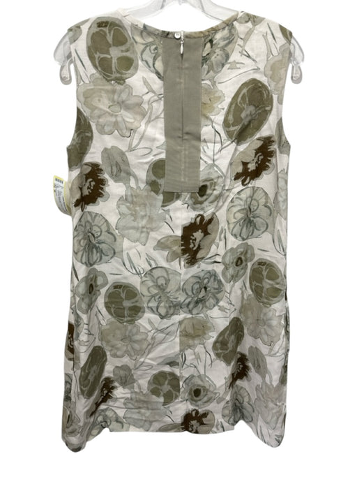 Antonelli Size 38 Cream & Multi Sleeveless Floral Print Back Zip Dress Cream & Multi / 38