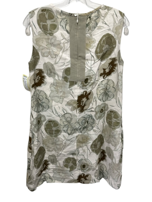 Antonelli Size 38 Cream & Multi Sleeveless Floral Print Back Zip Dress Cream & Multi / 38