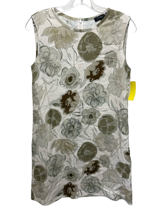Antonelli Size 38 Cream & Multi Sleeveless Floral Print Back Zip Dress Cream & Multi / 38