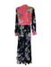 Diane Von Furstenberg Size 8 Black Pink Blue Silk Collared Button Up Maxi Dress Black Pink Blue / 8